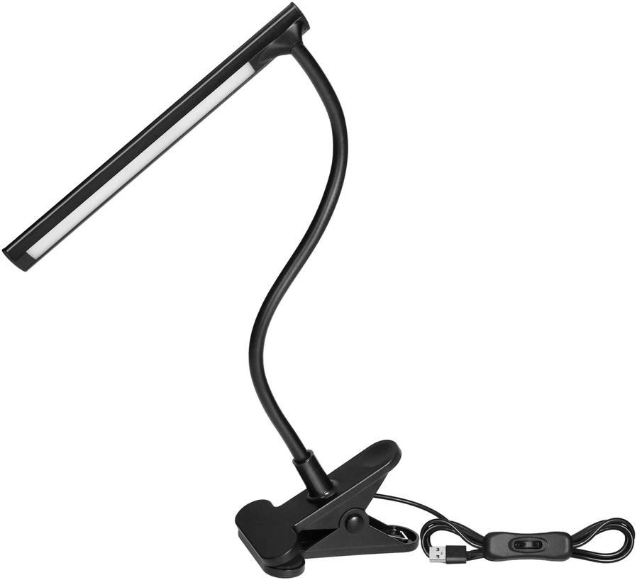 TERI II LED, stalinė lempa su segtuku, 5 W, 260 lm, 4000 K, juoda