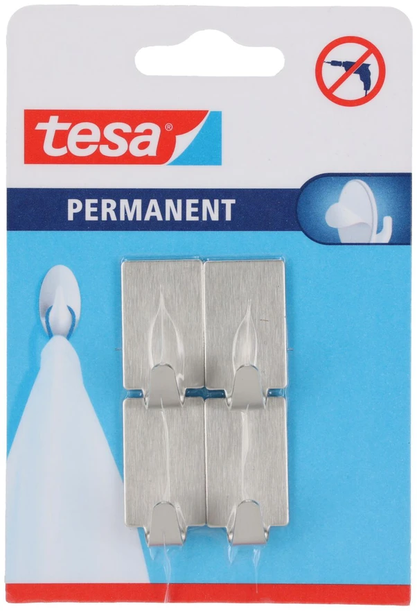 Tesa Haczyki Nuolatiniai kabliukai, 4 vnt. "s", stačiakampiai, metaliniai