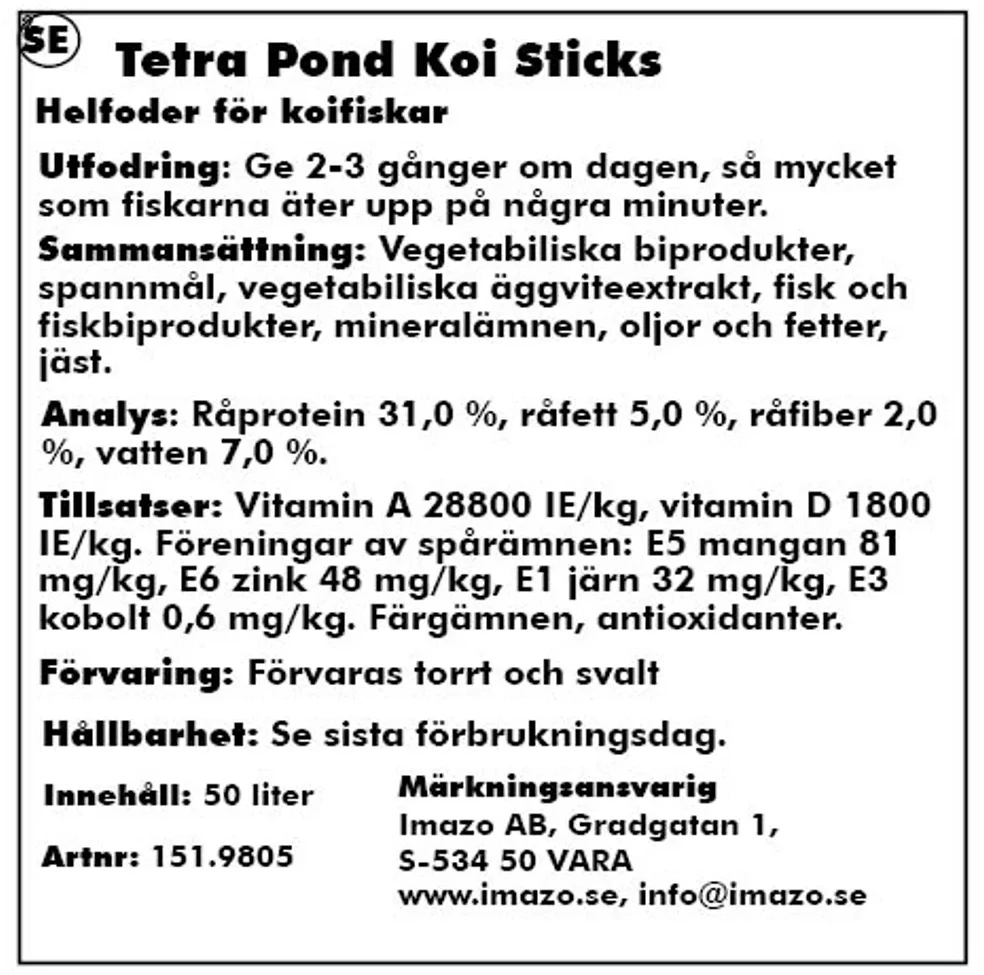 Tetra - tvenkinio koi lazdelės 50 l