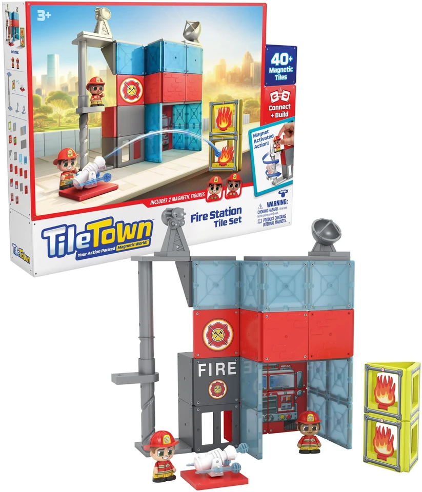 TileTown Plytelių miestas – gaisrinė, magnetinis konstravimo rinkinys