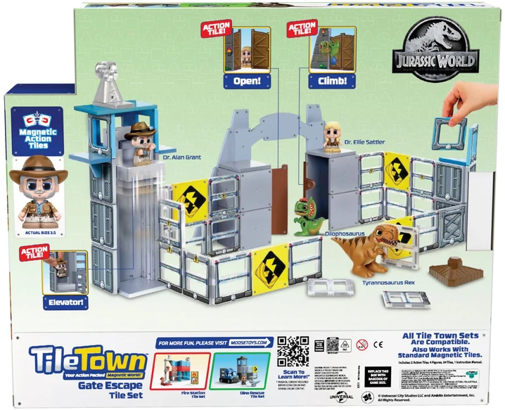 TileTown Plytelių miestas – Juros periodo pasaulio parkas – magnetinis konstravimo rinkinys (90307)