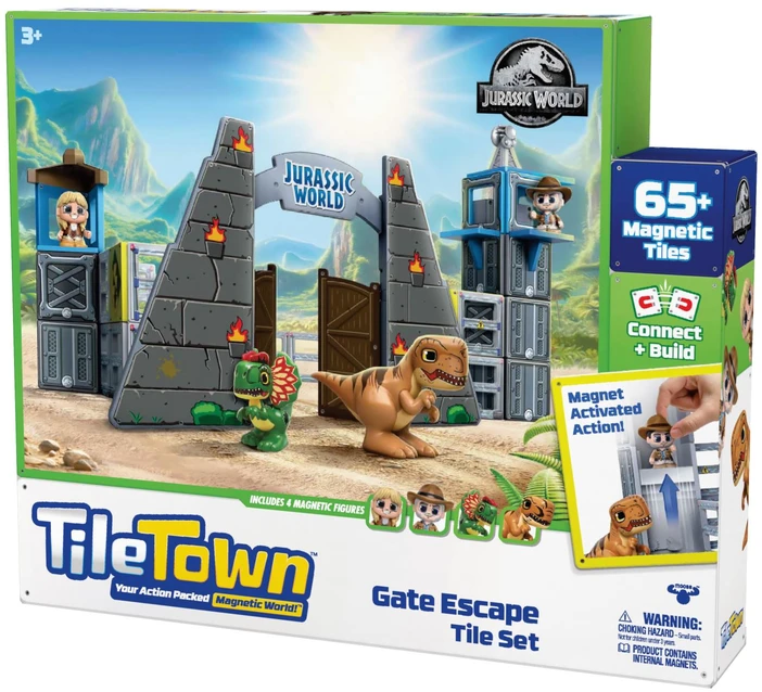 TileTown Plytelių miestas – Juros periodo pasaulio parkas – magnetinis konstravimo rinkinys (90307)