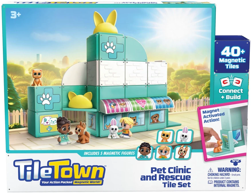 TileTown Plytelių miestelis – veterinarijos klinika, magnetinis konstravimo rinkinys (90306)