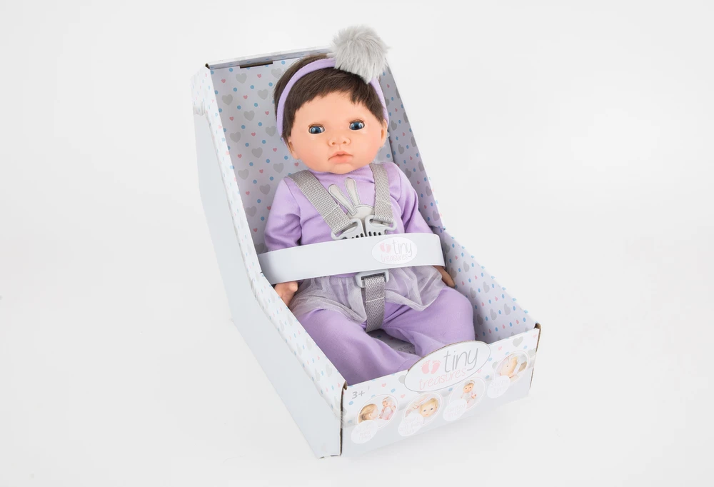 Tiny Treasure - Lėlė su rudais plaukais ir violetine tiulio suknele (30140)