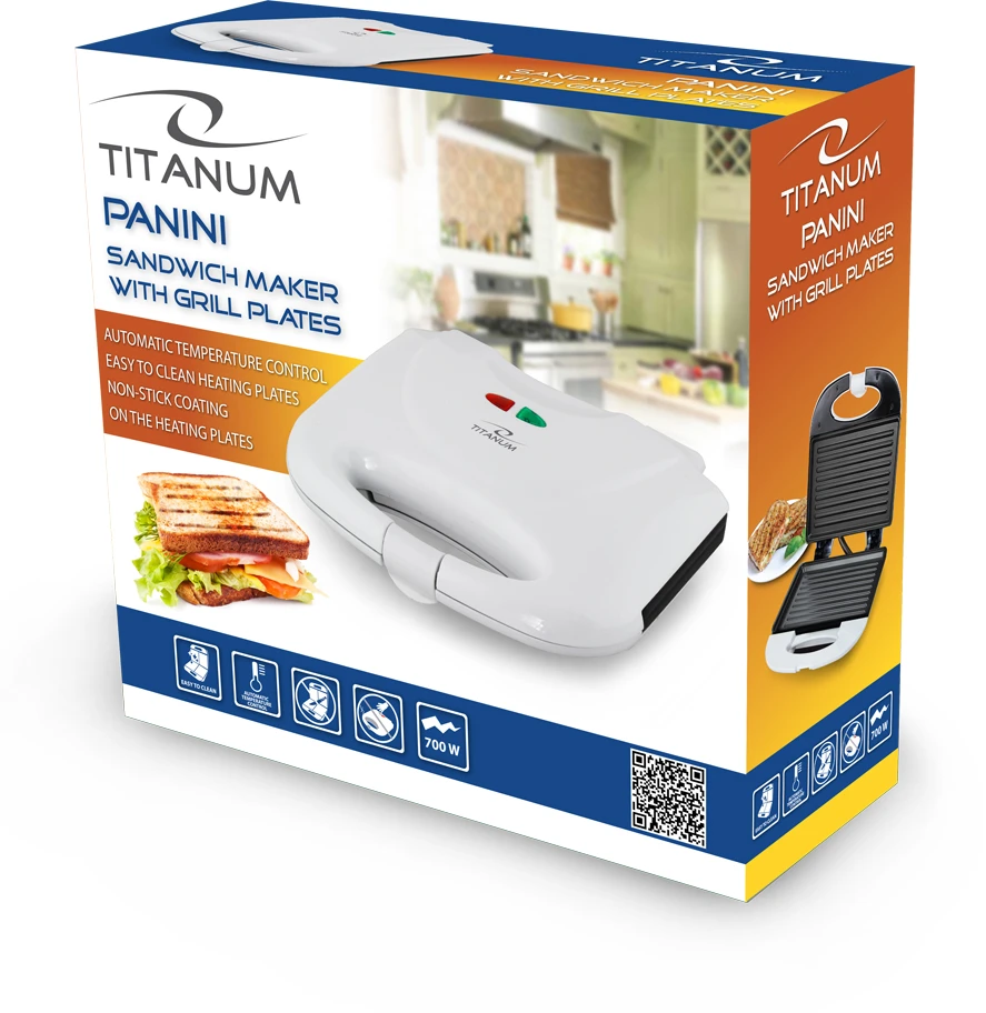Sumuštinių keptuvas Titanum Toaster for sandwiches Esperanza Panini TKT004W (700W, baltos spalvos)