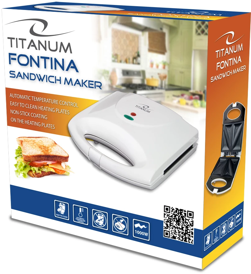 Sumuštinių keptuvas Esperanza Titanum Sumuštinių Keptuvė - Titanium Tkt006W 1000 W Balta