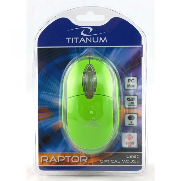 Titanum Esperanza TM102G Titanium pelė su laidu (žalia)