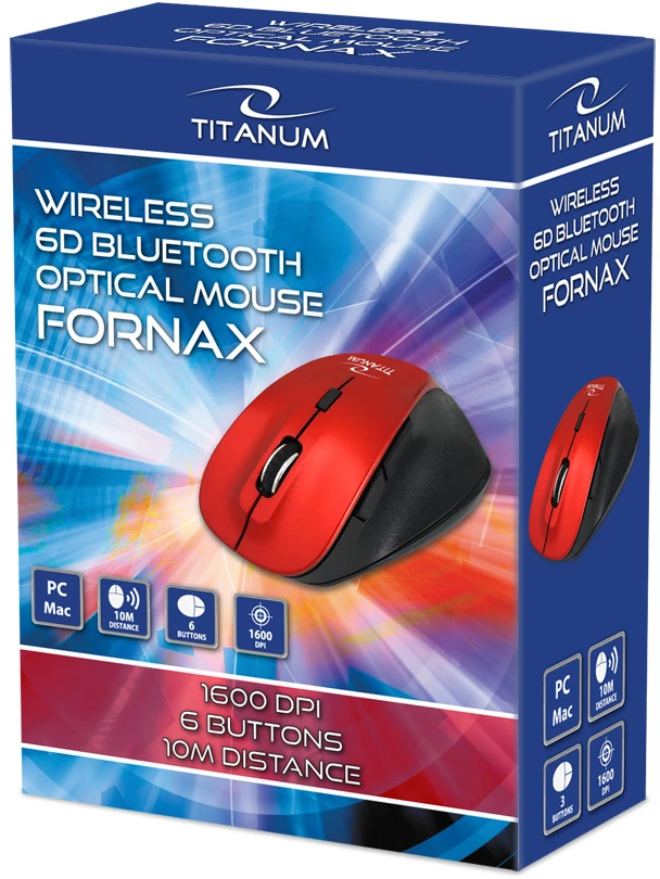 TM122R Titanum belaidė „Bluetooth“ pelė, 6D optinė, „Fornax“, raudona