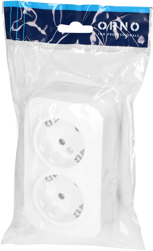 Orno „ToDo“ dvigubas lizdas 2x2P+Z, 16A/230VAC, IP20, Schuko, baltas