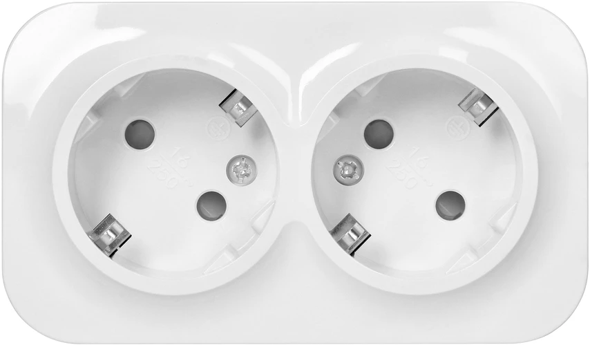 Orno „ToDo“ dvigubas lizdas 2x2P+Z, 16A/230VAC, IP20, Schuko, baltas