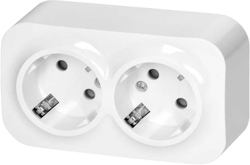 Orno „ToDo“ dvigubas lizdas 2x2P+Z, 16A/230VAC, IP20, Schuko, baltas