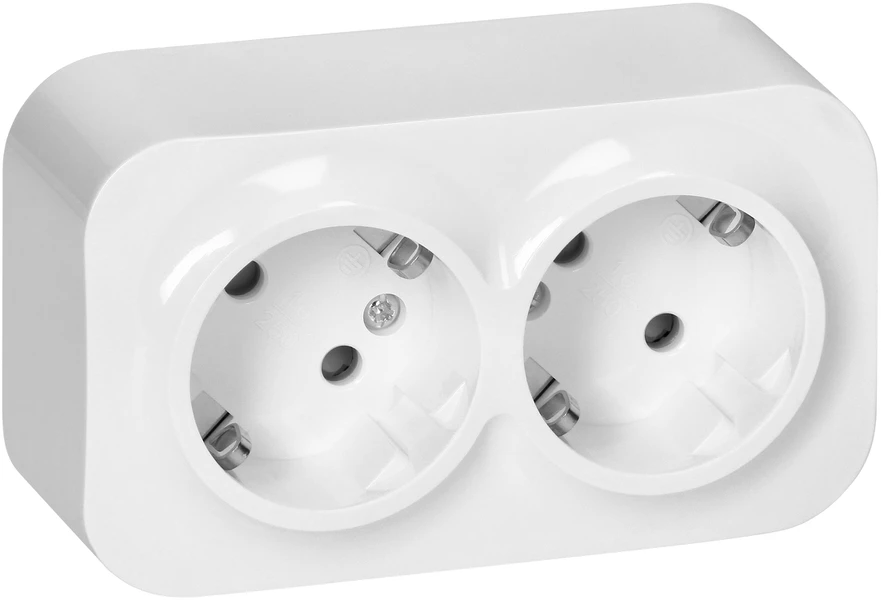 Orno „ToDo“ dvigubas lizdas 2x2P+Z, 16A/230VAC, IP20, Schuko, baltas