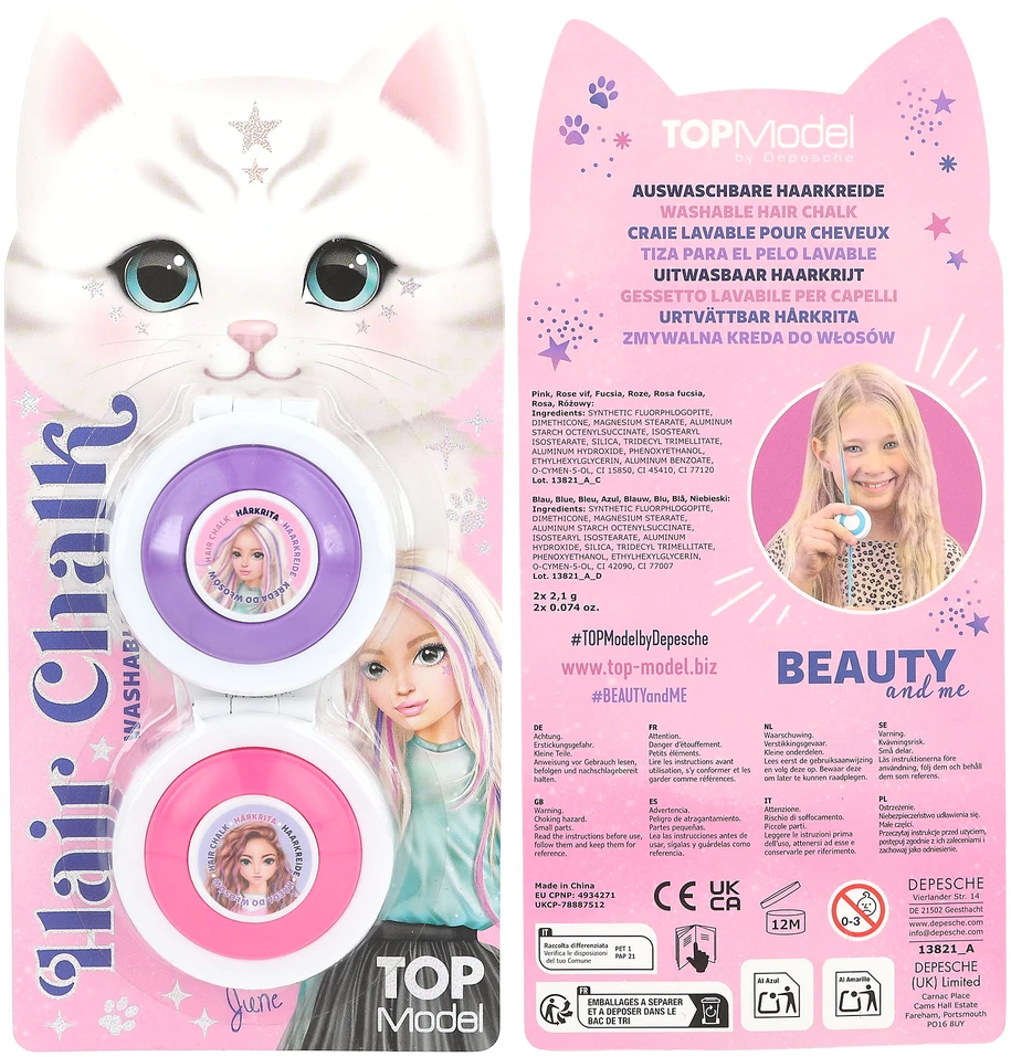 Top Model TOPModel - Plaukų kreidelių rinkinys - GROŽIS ir AŠ - Violetinė ir rožinė arba rožinė ir mėlyna