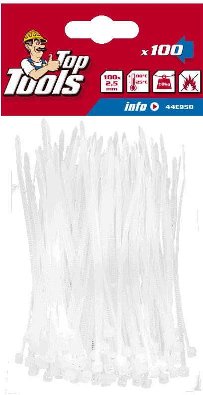 Top Tools ‎Opaski Kabelių raiščiai 2,5 x 100 mm, 100 vnt.