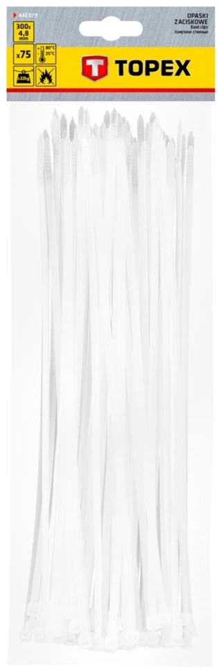 ‎Opaski Kabelių raiščiai 4,8 x 300 mm, 75 vnt., balti