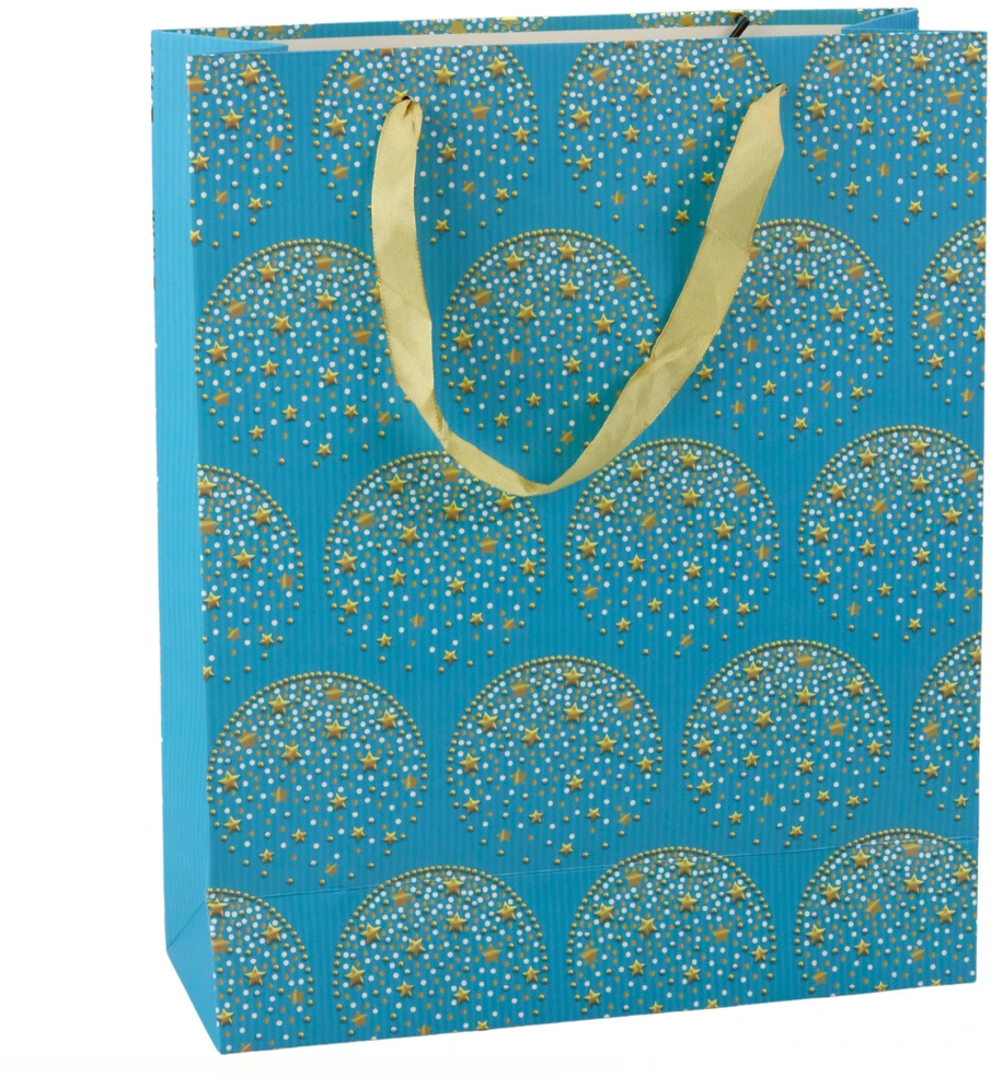 Lean Mėlyna Dovanų maišelis Elegant Gold Stars Mėlyna 32 x 26 x 12 cm