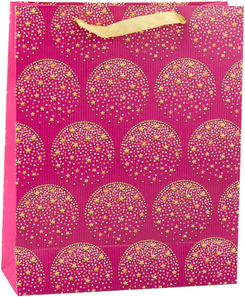 Lean Rožinė Dovanų maišelis Elegant Gold Stars Rožinė 32 x 26 x 10 cm