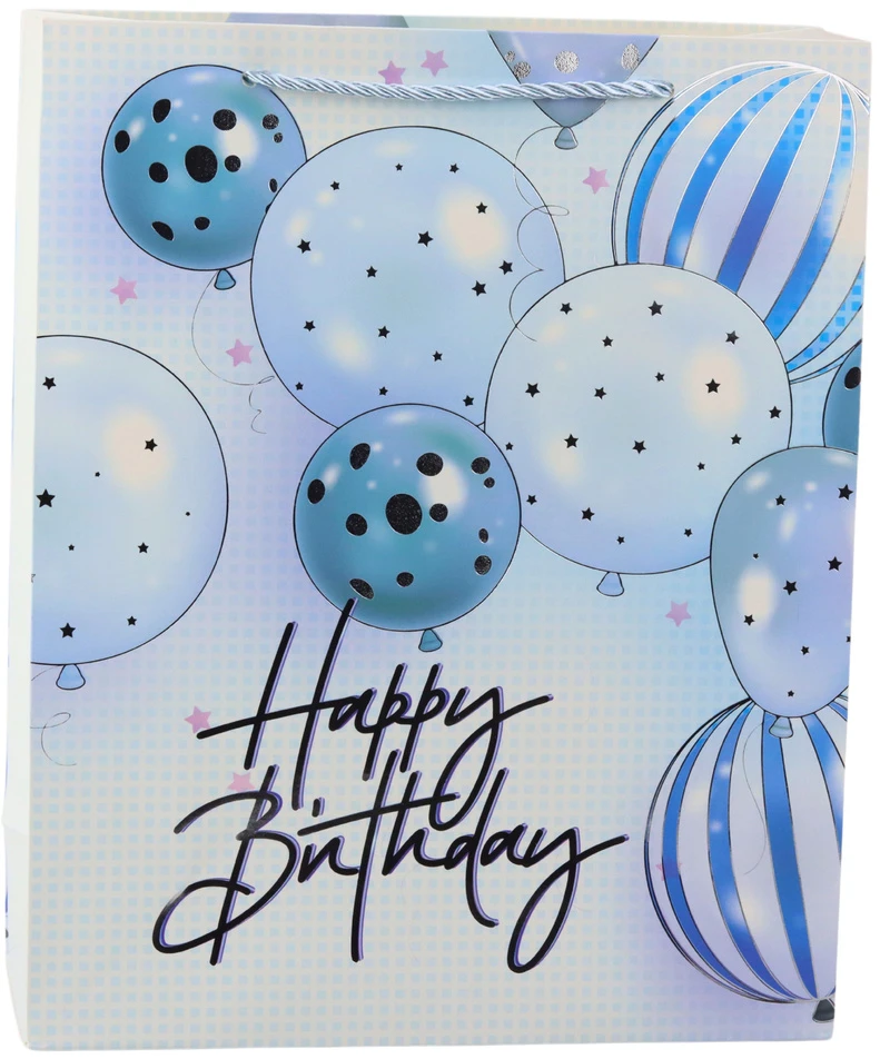 Lean Dovanų maišelis gimtadieniui Happy Birthday su balionais 32 x 26 x 12 cm