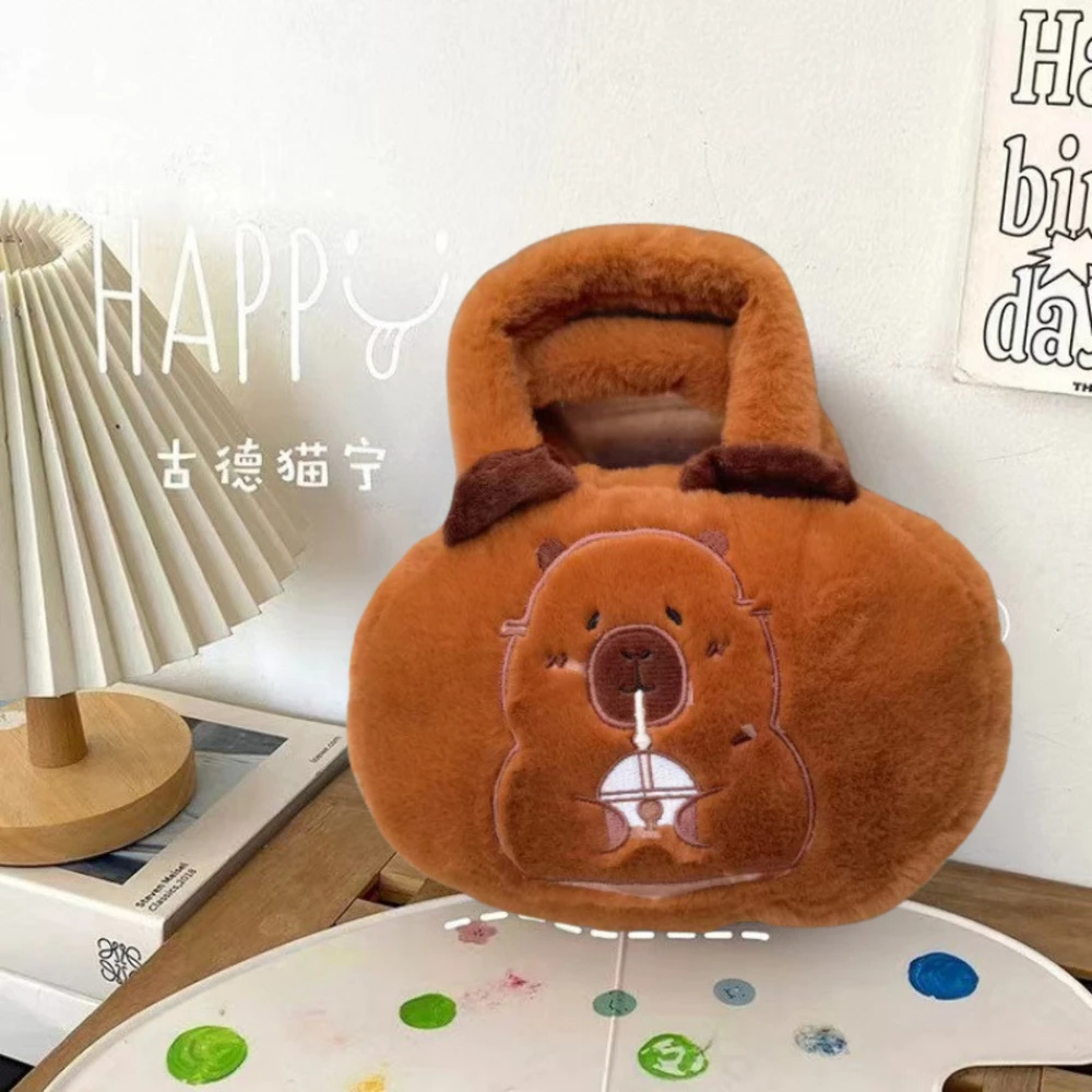 Lean Toys Pliušinis krepšys su kapibara, rudas, 20 cm