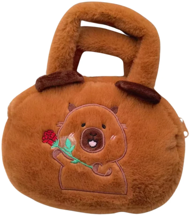 Lean Toys Pliušinis krepšys su kapibara ir rože, 20 cm