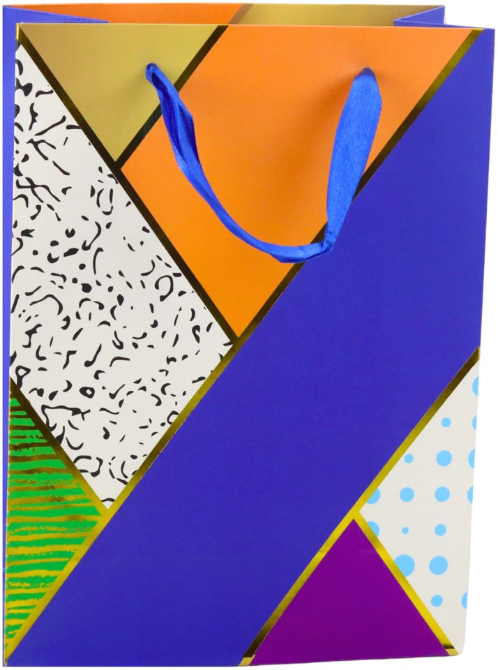 Lean Popierinis dovanų maišelis su geometriniais raštais 23 x 18 x 10.5 cm