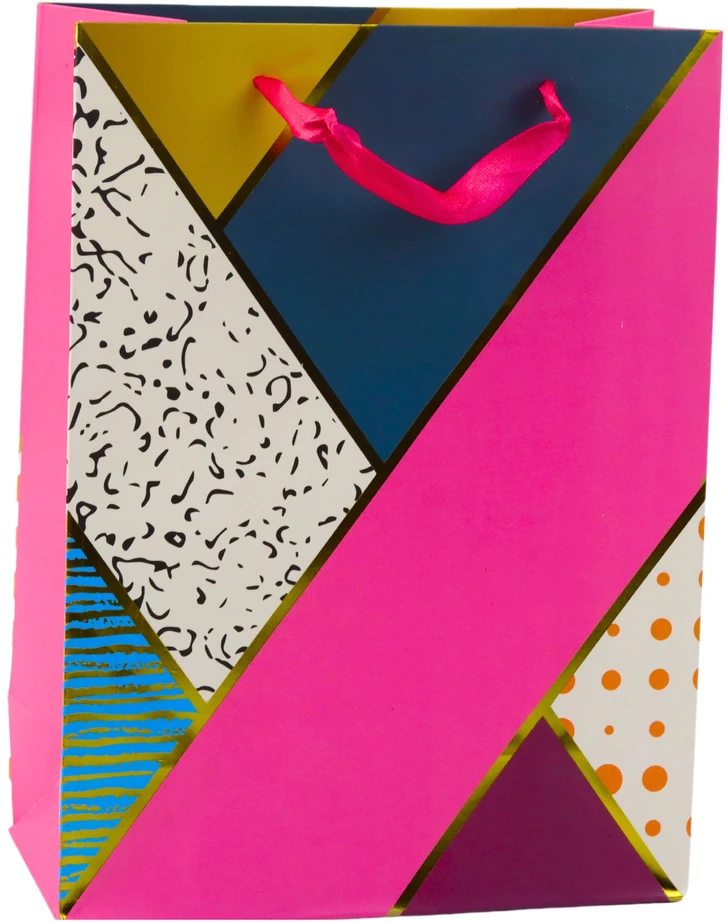 Lean Popierinis dovanų maišelis su geometriniais raštais 23 x 18 x 10.5 cm