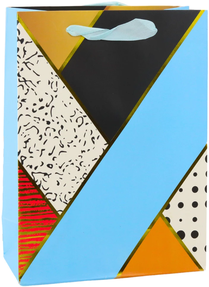 Lean Popierinis dovanų maišelis su geometriniais raštais 23 x 18 x 10.5 cm