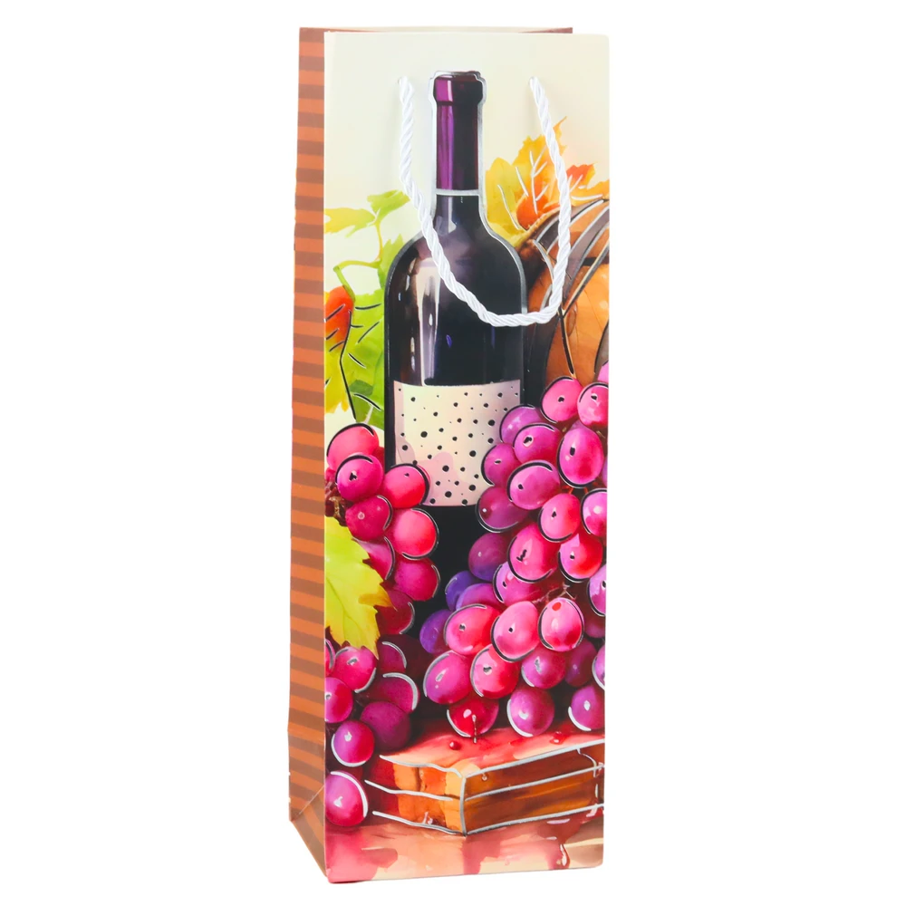 Lean Krepšys Popierinis vyno butelio dovanų maišelis 35 x 12 x 9 cm