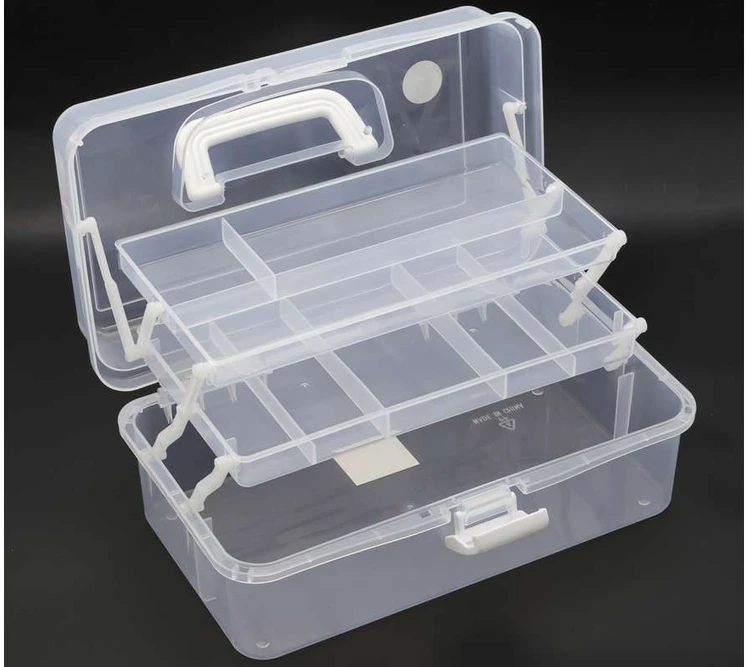 TOYMAX - Dėžė daiktams su 2 lentynomis, 31 x 14,2 x 17,5 cm, skaidri (714225)