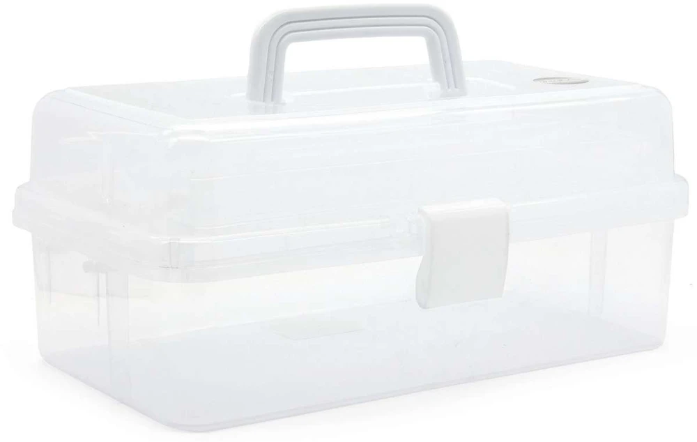 TOYMAX - Dėžė daiktams su 2 lentynomis, 31 x 14,2 x 17,5 cm, skaidri (714225)