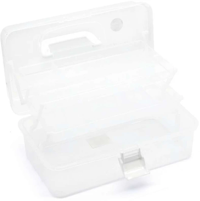 TOYMAX - Dėžė daiktams su 2 lentynomis, 31 x 14,2 x 17,5 cm, skaidri (714225)
