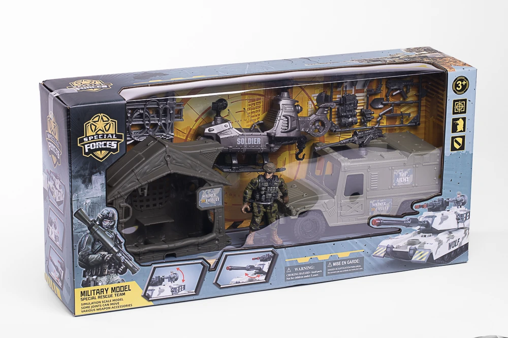 Toymax Specialiosios pajėgos – karinis rinkinys su džipu, sraigtasparniu ir priedais (520371)