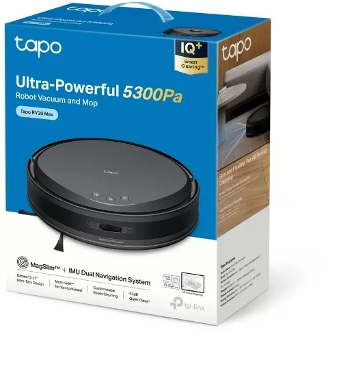TP-Link Tapo RV20 Max 5300Pa siurbimo MagSlim LiDAR navigacijos robotas dulkių siurblys ir šluota - baltas