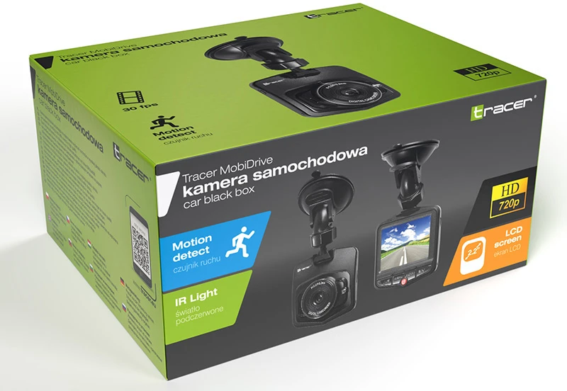 TRACER TRAKAM45767 tvarkyklės kamera TRACER MobiDrive 1280x720 30fps, LCD 2,4