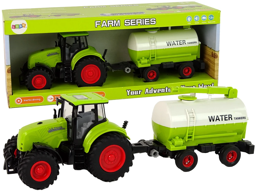 Lean Toys Traktorius su priekaba LeanToys Big Wheels Žalias Farm