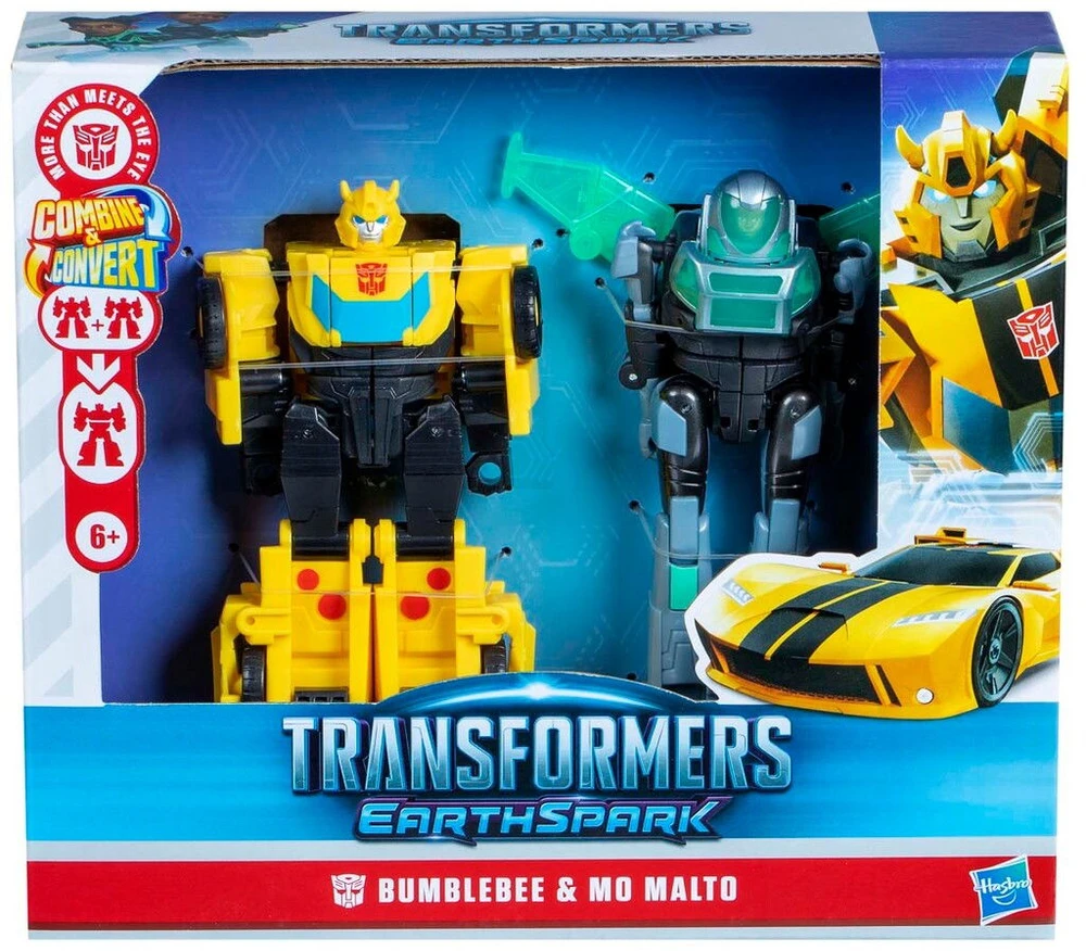 Transformers EarthSpark Cyber-Combiner Bumblebee ir Mo Malto veiksmo figūrėlės
