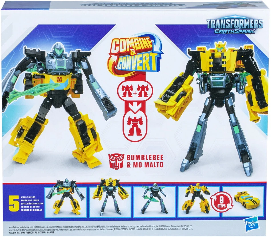 Transformers EarthSpark Cyber-Combiner Bumblebee ir Mo Malto veiksmo figūrėlės