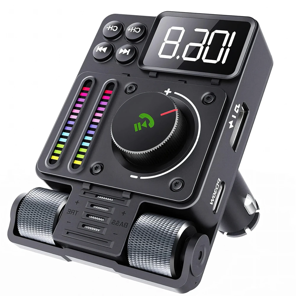 Transmiter Automobilinis siųstuvas FM radijas Bluetooth 5.3 PD 30W įkroviklis