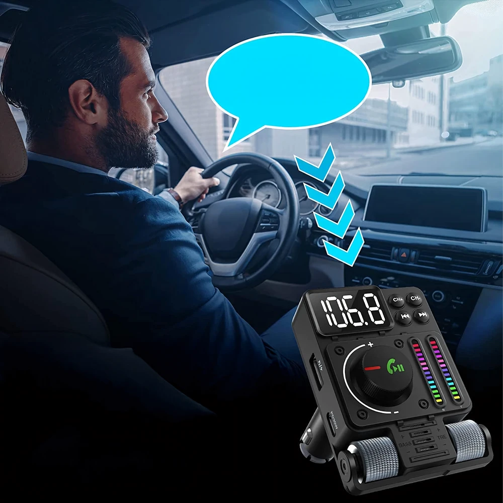 Transmiter Automobilinis siųstuvas FM radijas Bluetooth 5.3 PD 30W įkroviklis