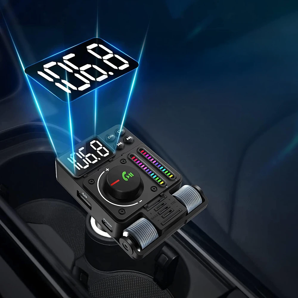Transmiter Automobilinis siųstuvas FM radijas Bluetooth 5.3 PD 30W įkroviklis