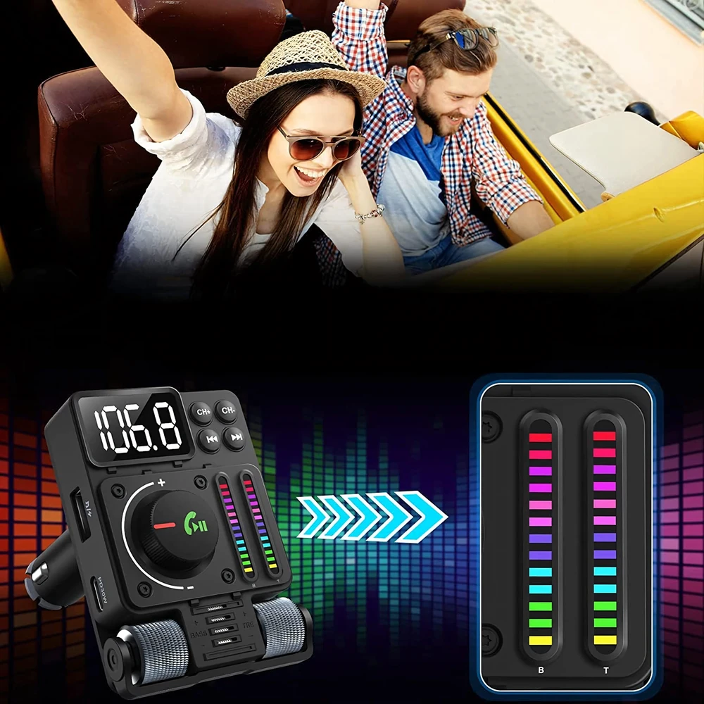 Transmiter Automobilinis siųstuvas FM radijas Bluetooth 5.3 PD 30W įkroviklis