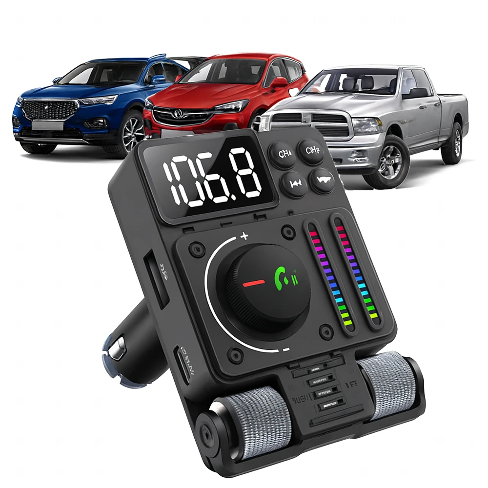 Transmiter Automobilinis siųstuvas FM radijas Bluetooth 5.3 PD 30W įkroviklis