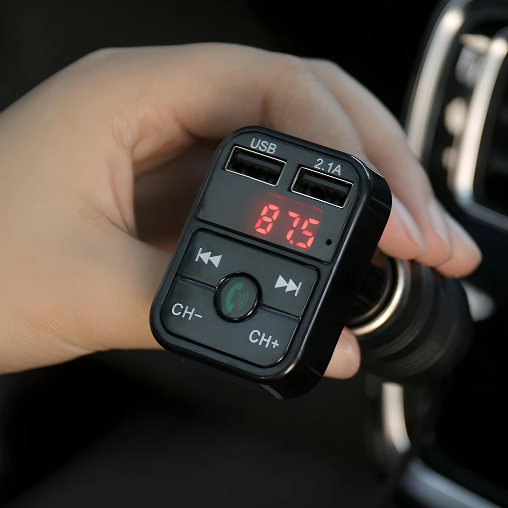 Transmiter „Bluetooth“ automobilio siųstuvas, FM įkroviklis, garso imtuvas, 2x USB, SD, MP3 - E089