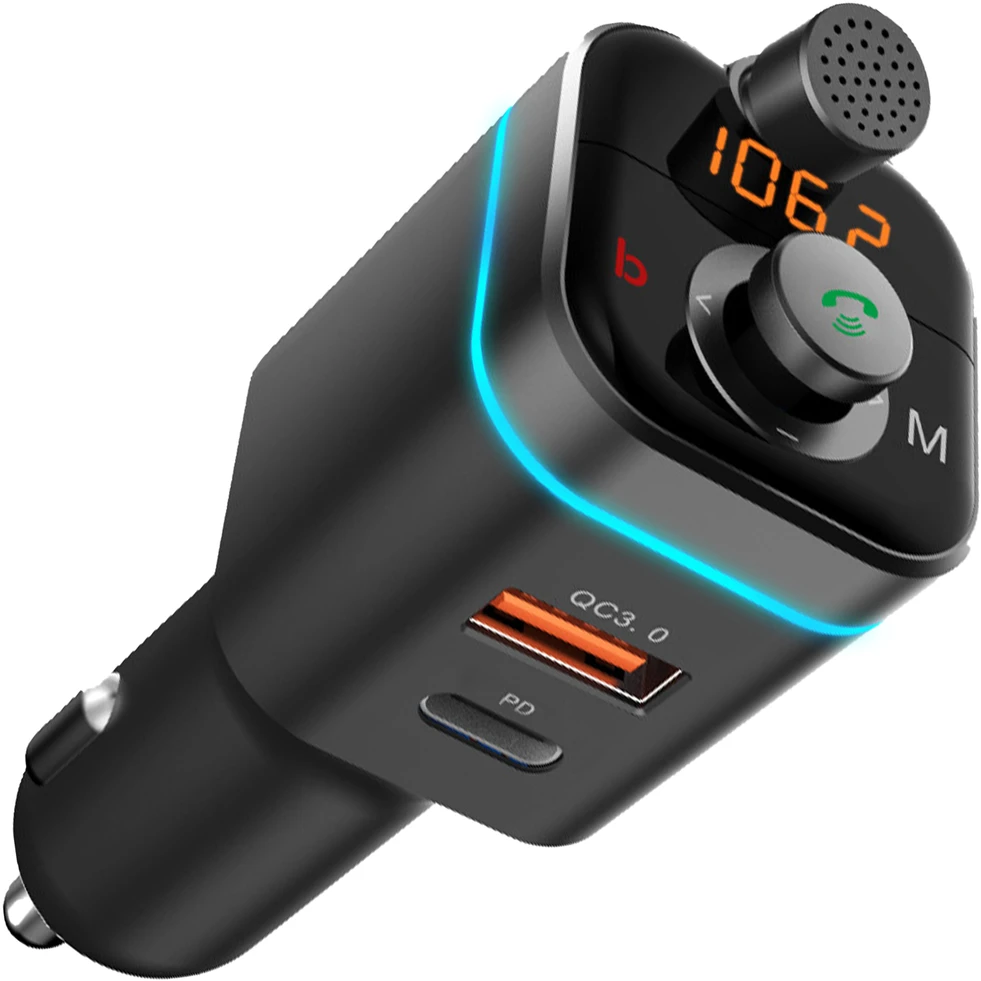 Transmiter „Bluetooth“ FM siųstuvas MP3 įkroviklis 2xUSB SD LCD - E665