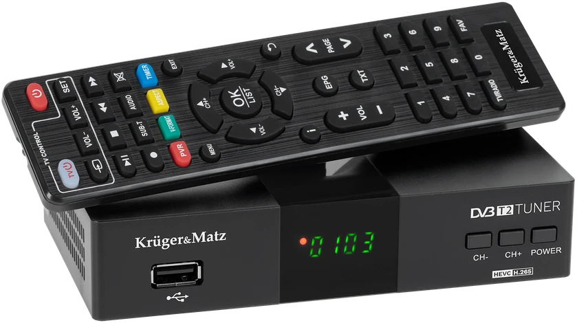 Kruger & Matz DVB-T2 H.265 HEVC imtuvas