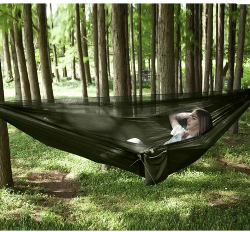 Turistinis hamakas su brezentu ir tinkleliu nuo uodų 260x140 cm Trizand