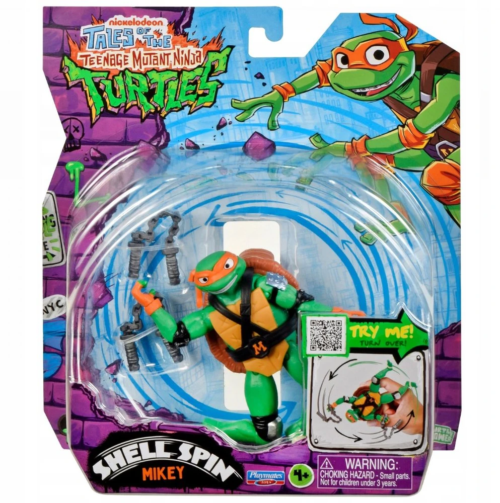 Turtles Mutant Mayhem - pagrindinės figūrėlės 12 cm - Shell Spin Mikey
