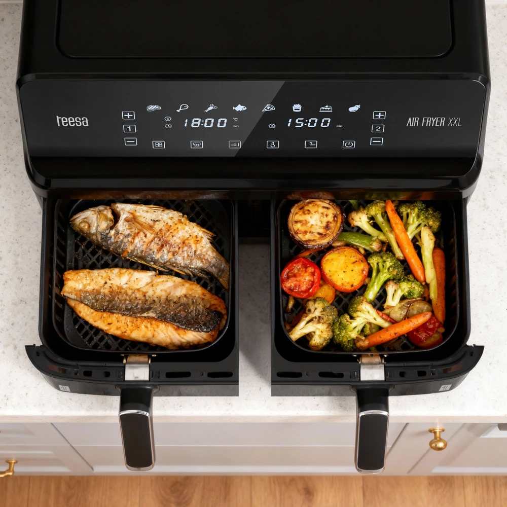 TEESA ORO GRUZDINTUVĖ DVIGUBAS PUODAS XXL 8L 2700W BE RIEBALŲ GRUZDINTUVĖ