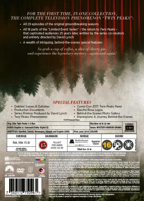 „Twin Peaks“ – 1–3 sezonų rinkinys (1990 m.) (17 DVD)