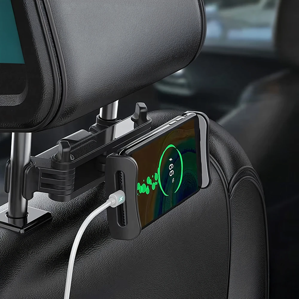 Uchwyt Laikiklis 360° automobilio galvos atramos laikiklis planšetiniam kompiuteriui, telefonui, planšetiniam kompiuteriui